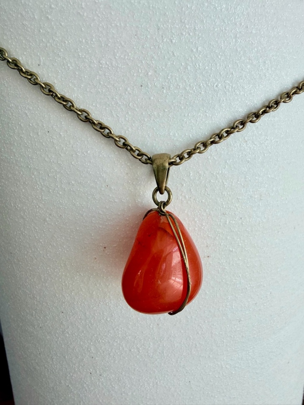 Banana Republic Factory Wrapped Dark Orange Carnelian Stone Necklace